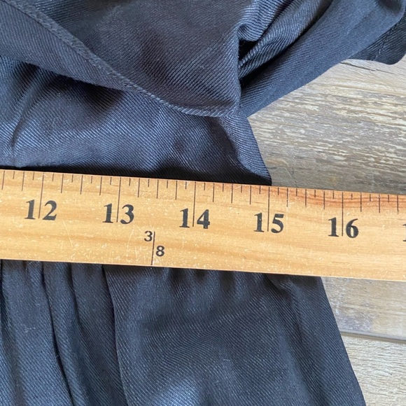 The Clothing Company Satin Wide Leg Jumpsuit Size L Black Faux Wrap Back Tie - Picture 7 of 10